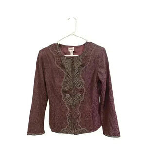 Chico's Victorian Bead Jenean Jacket in Plush Purple Size 0, NWT